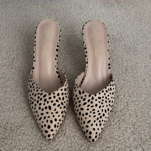 Lulu's Tan and Black Spotted Women's Mules